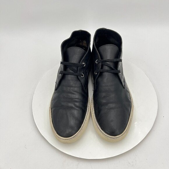 Barneys New York Men Size 9.5M Black Leather White Sole Chukka Ankle Shoes - Picture 3 of 15